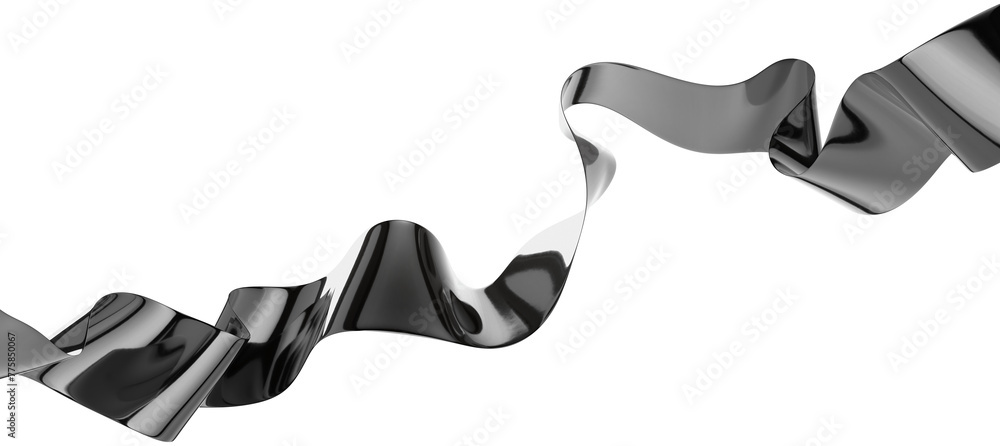 Wall mural smooth ribbon isolated on transparent background. 3d render.
