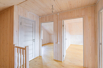 standard room interior apartment. room doors, renovation corridor lobby entrance hall