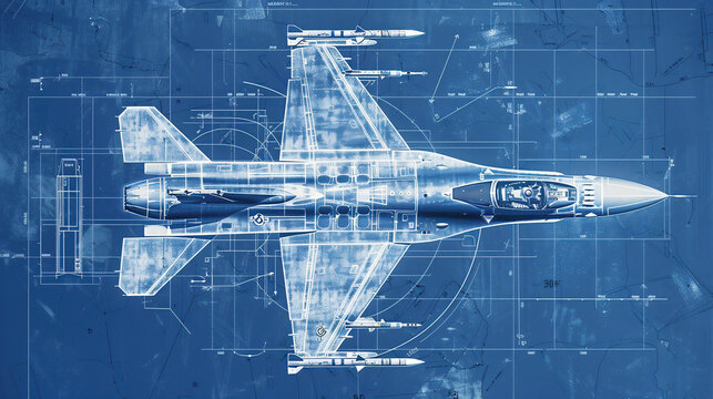 F-16 Fighting Falcon outline colorful icon. blue print of f - 16 fighter jet.