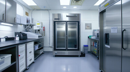 Chamber room laboratory, with medical equipment.