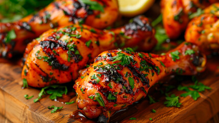 grilled chicken drumsticks on the grill