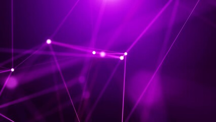 4K Plexus of moving glowing dots and lines. Network or digital connection. Technology and Digital soft elegance purple loop background.