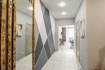 standard room interior apartment. room doors, renovation corridor lobby entrance hall