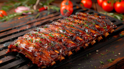 grilled spare ribs on the grill