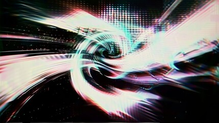 abstract swirling motion light vortex on black background