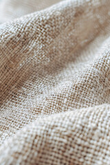 Close-up Texture of Natural Linen Fabric, Beige Canvas Material for Design and Creativity