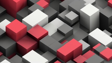 Fototapeta premium abstract 3d isometric red white gray cubes