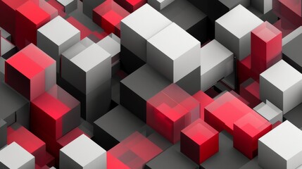 Obraz premium abstract 3d isometric red white gray cubes