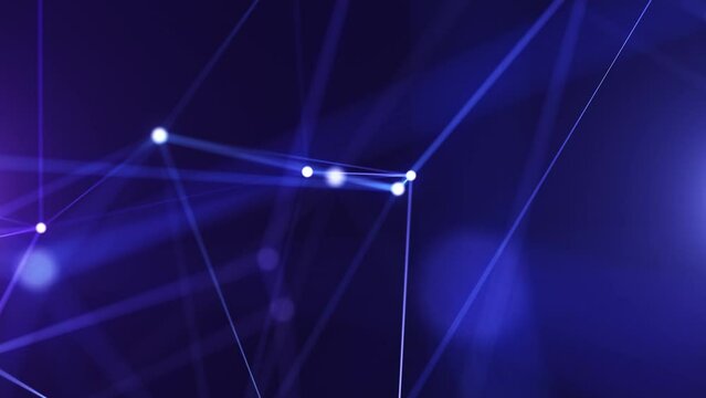 4K Plexus of moving glowing dots and lines. Network or digital connection. Technology and Digital soft elegance multi color loop background.