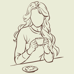 person with coffee cup vector for illustration card