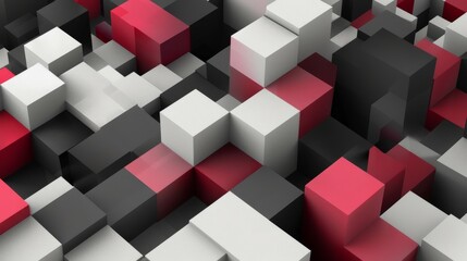 abstract 3d isometric red white gray cubes