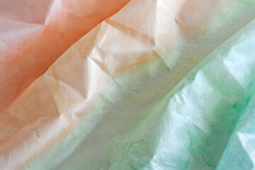Soft Pastel Tissue Paper Texture in Pink, Green and White Hues for Creative Backgrounds and Designs