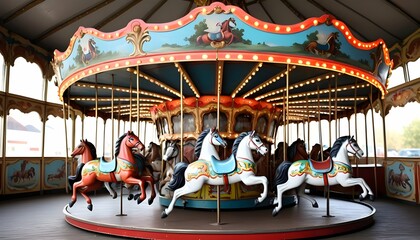 Charming-Old-Fashioned-Carousel-With-Brightly-Pai- 2