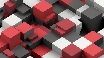 Fototapeta premium abstract 3d isometric red white gray cubes