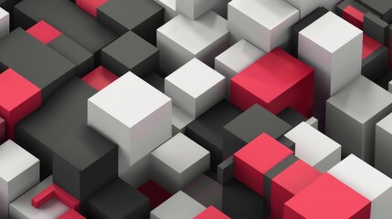 Fototapeta premium abstract 3d isometric red white gray cubes