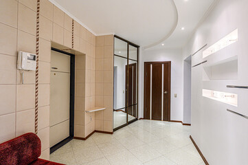 standard room interior apartment. room doors, renovation corridor lobby entrance hall