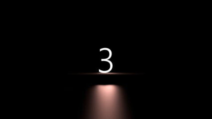 Number 3. Luminous number 3, sign, three,third place, wallpaper. 3D render