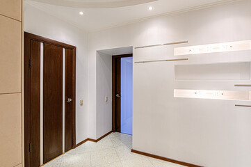 standard room interior apartment. room doors, renovation corridor lobby entrance hall
