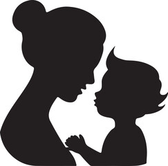 Silhouette of A mother holding her child close 