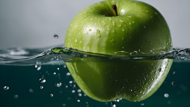 green apple and water,apple floating in water