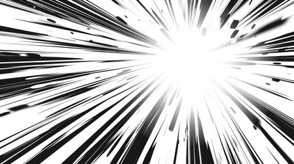 Abstract black and white cartoon pop art sun or star burst background in comics style