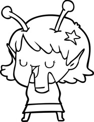 happy alien girl cartoon
