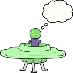 freehand drawn thought bubble cartoon flying saucer