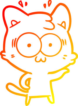 recommend clip art: warm gradient line drawing of a cartoon surprised cat