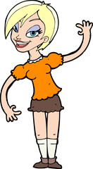 cartoon girl waving