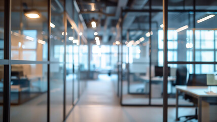 Beautiful blurred background of a modern office hall.