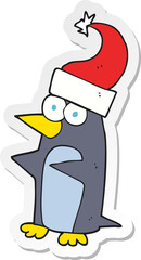 sticker of a cartoon christmas penguin