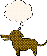 cartoon dog with thought bubble in comic book style