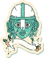 Retro Tattoo Style orc fighter character face