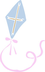 flat color illustration cartoon kite