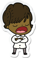 sticker of a cartoon woman talking