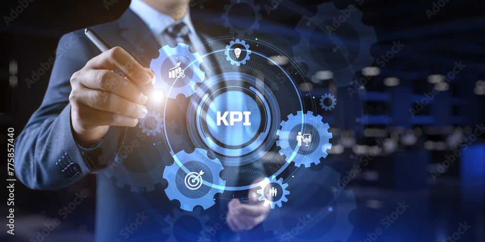 Poster kpi key performance indicator business and technology concept on screen.
