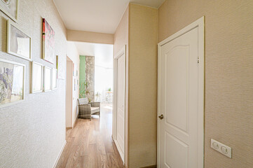 standard room interior apartment. room doors, renovation corridor lobby entrance hall