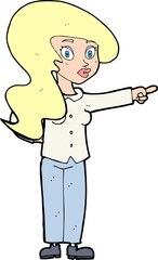 cartoon pretty woman pointing