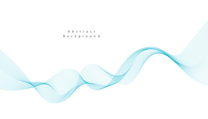 Abstract vector background with blue wavy lines. Blue wave background. Blue lines vector illustration. Curved wave. Abstract wave element for design.
