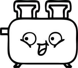 line drawing cartoon of a of a toaster