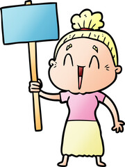 cartoon happy old lady