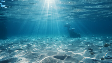 Underwater View with Vibrant Sun Rays and Marine Life