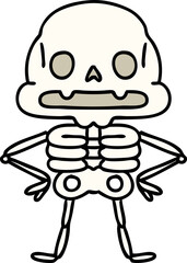 cartoon spooky skeleton of unparalleled confidence