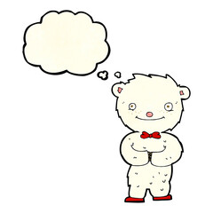cartoon little polar bear with thought bubble