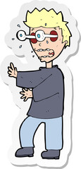 sticker of a cartoon terrified boy