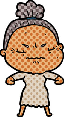 cartoon annoyed old lady