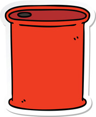 sticker of a quirky hand drawn cartoon can