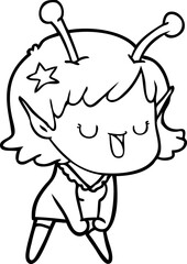 happy alien girl cartoon