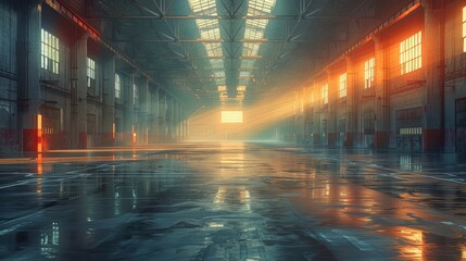 large industrial warehouse background