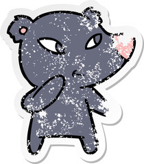 distressed sticker of a cute cartoon bear